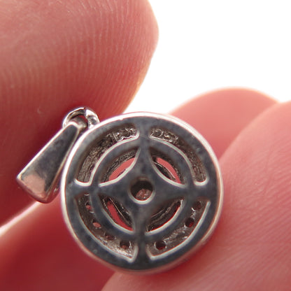 925 Sterling Silver Real Round-Cut Diamond Charm Pendant