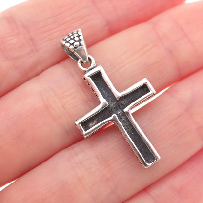 925 Sterling Silver Vintage Cross Dotted Oxidized Pendant