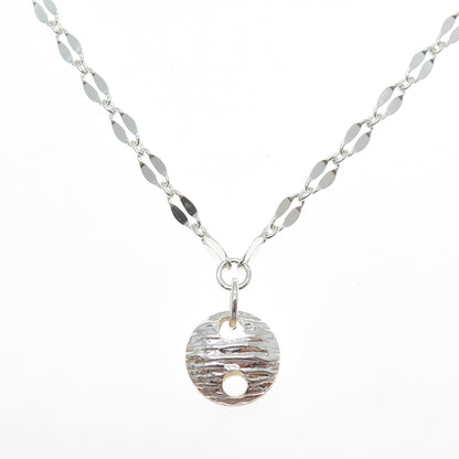 925 Sterling Silver Vintage Italy Modernist Disc Coffee Bean Chain Necklace 16"