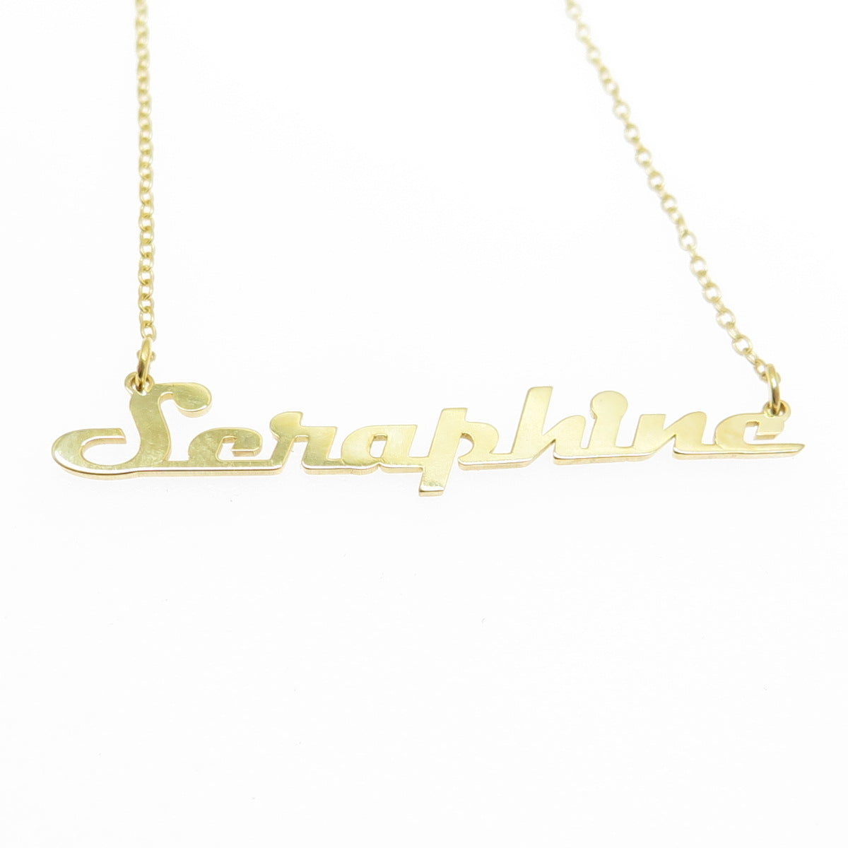 925 Sterling Silver Gold Plated "Seraphine" Personalized Nameplate Necklace 18"