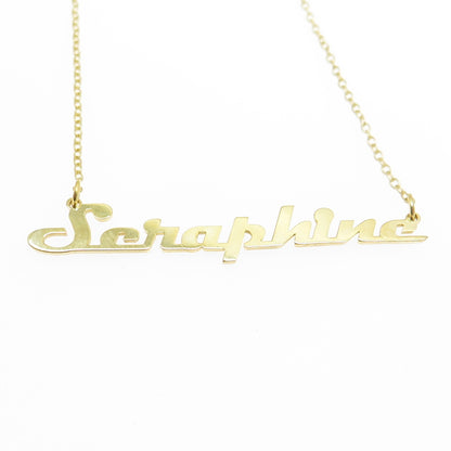 925 Sterling Silver Gold Plated "Seraphine" Personalized Nameplate Necklace 18"