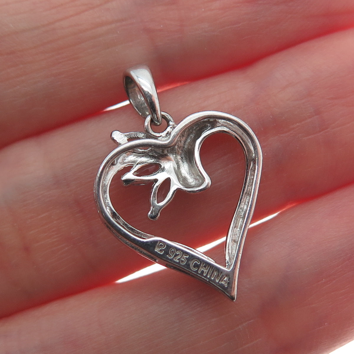 ROSS SIMONS Sterling Silver Real Diamond & Blue Topaz Heart Minimalist Pendant