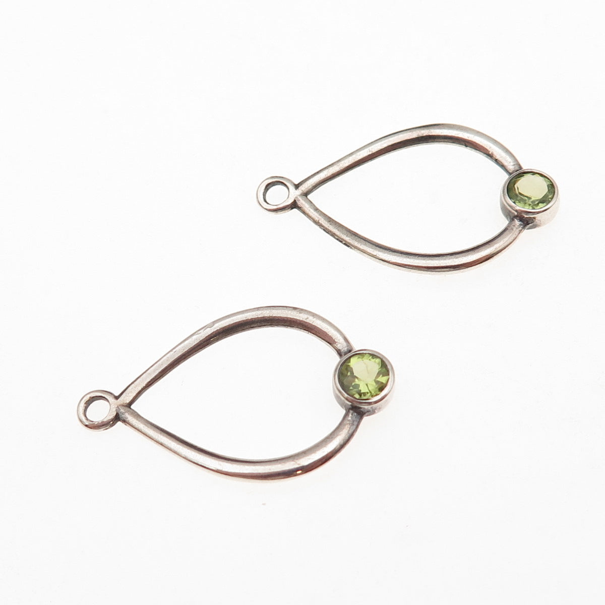 Pandora 925 Sterling Silver Real Peridot Compose Teardrop Jacket Earrings