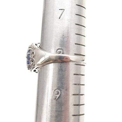 Chuck Clemency Sterling Silver Real Diamond Turquoise & Tanzanite Ring Size 8.25