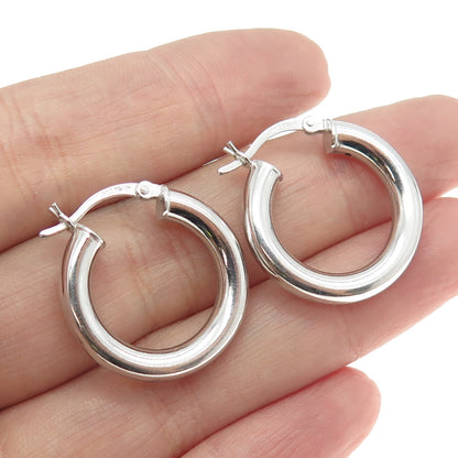 925 Sterling Silver Small Tube Hoop Earrings