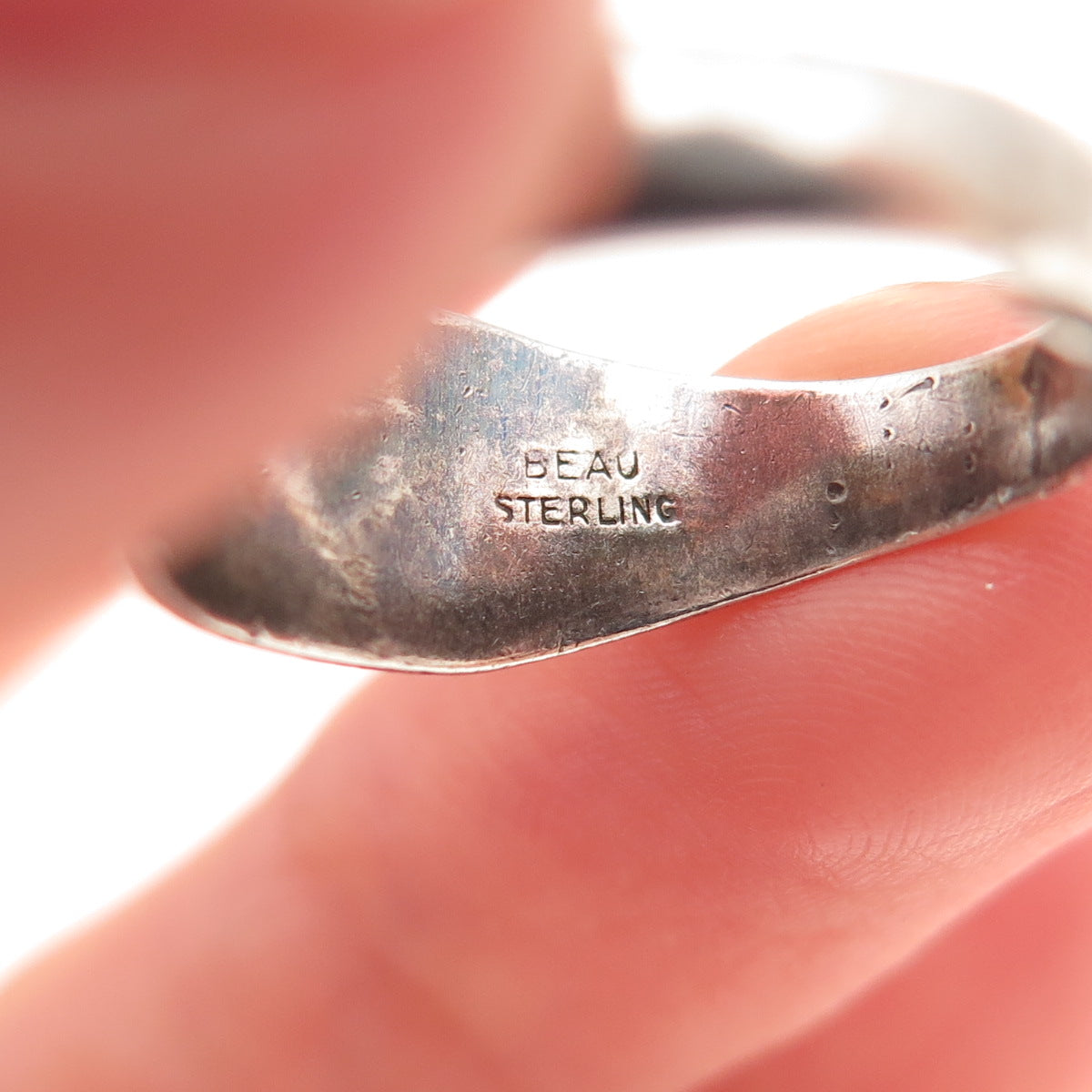 Beau 925 Sterling Antique Art Deco Couple Heart Floral Adjustable Ring Size 6.5