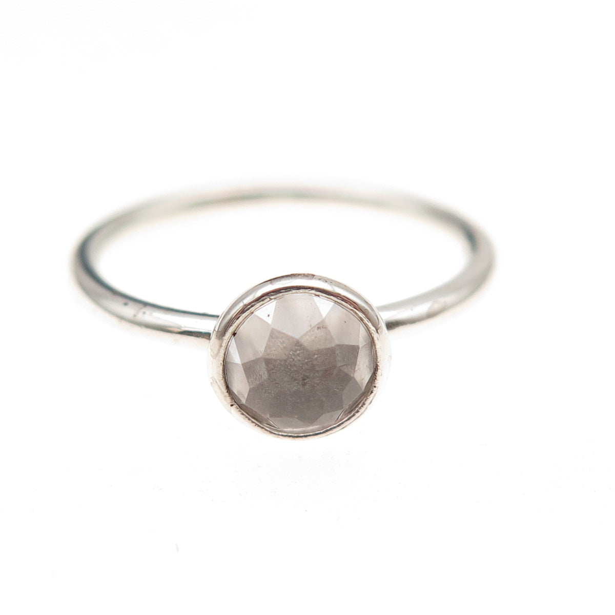 Pandora 925 Sterling Silver Real Gray Moonstone June Birthday Blooms Ring Size 6