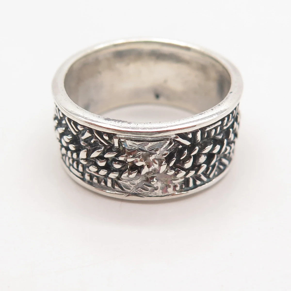 925 Sterling Silver Vintage Ethnic Band Ring Size 8.75
