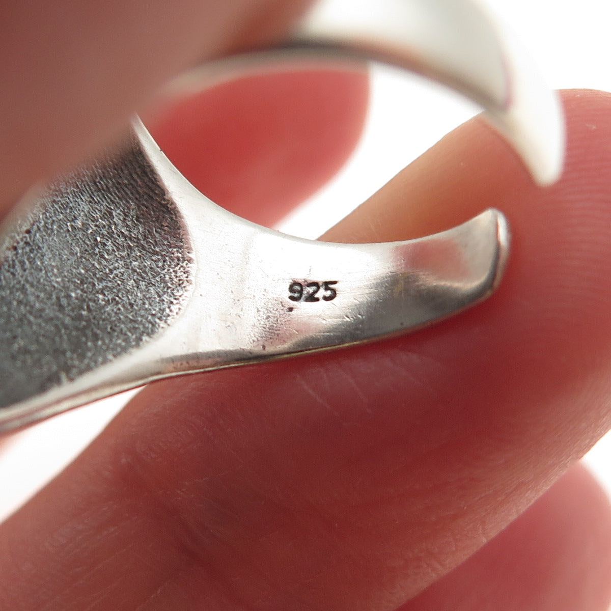 Krush Kandy 925 Sterling Vintage Real Pink Conch Shell Adjustable Ring Size 7.75