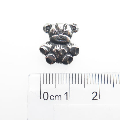 925 Sterling Silver Vintage Teddy Bear Oxidized Minimalist Pendant