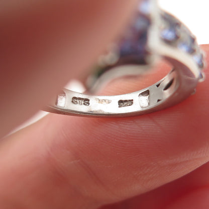Chuck Clemency 925 Sterling Silver Real Tanzanite & Emerald Ring Size 5.25
