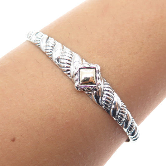 JAI by John Hardy 14K Gold 925 Sterling Silver Bangle Bracelet 8"