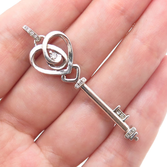 KENDRA SCOTT 925 Sterling Silver Real Diamond Heart Key Charm Pendant
