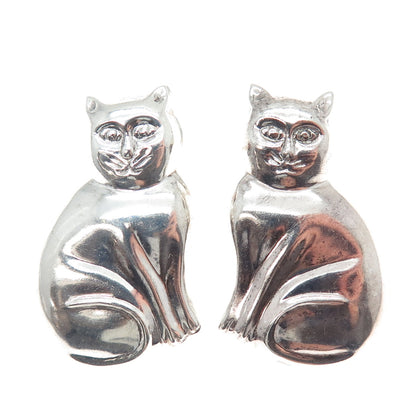 CHAPAL ZENRAY 925 Sterling Silver Vintage Cat Modernist Earrings
