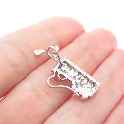 925 Sterling Silver Vintage Gold Club Minimalist Charm Pendant