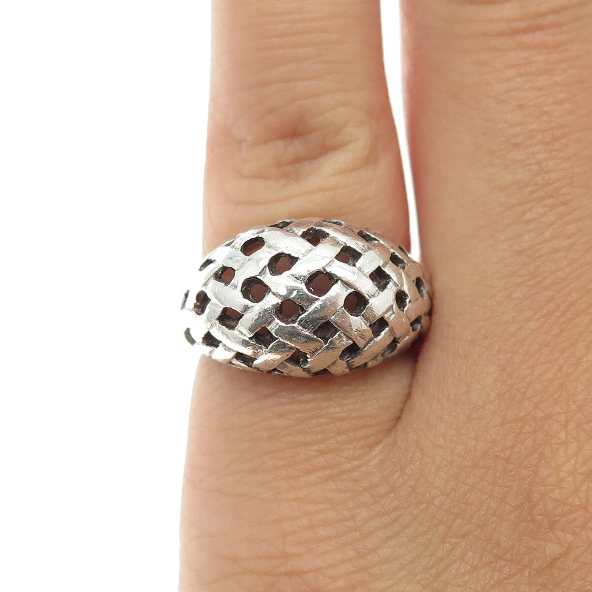 925 Sterling Silver Vintage Braided Dome Ring Size 5.25