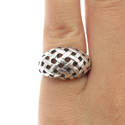 925 Sterling Silver Vintage Braided Dome Ring Size 5.25