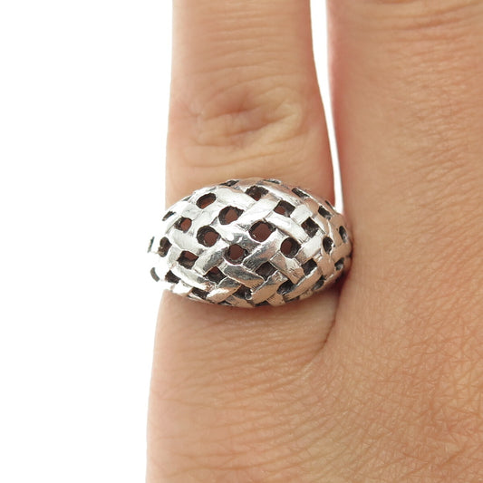 925 Sterling Silver Vintage Braided Dome Ring Size 5.25