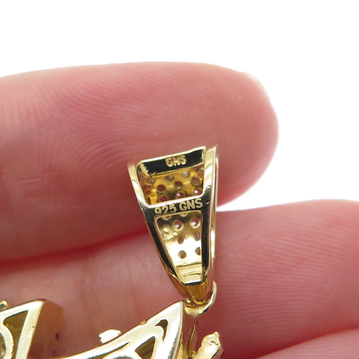 925 Sterling Silver Gold Plated Lab-Created Ruby & C Z Flame Charm Pendant