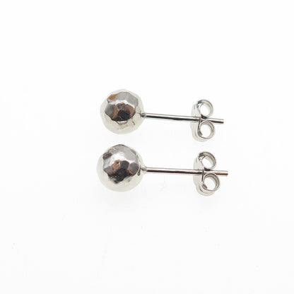 925 Sterling Silver Hammered Ball Stud Earrings
