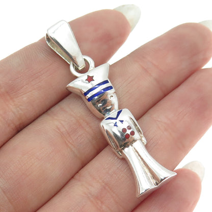 925 Sterling Silver Vintage Italy Enamel Seafarer Pendant