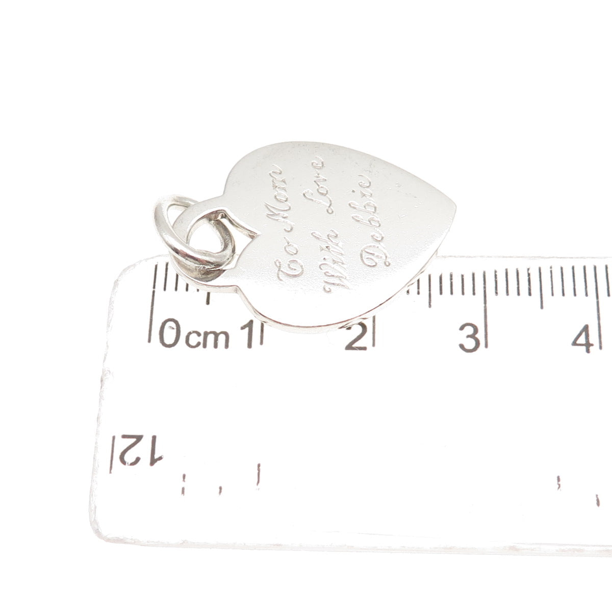 Tiffany & Co. 925 Sterling Silver Vintage Engraved Heart Tag Charm Pendant