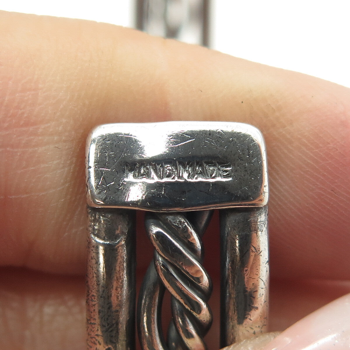 Old Pawn 925 Sterling Silver Southwestern Twisted Rope Adjustable Bracelet 7"
