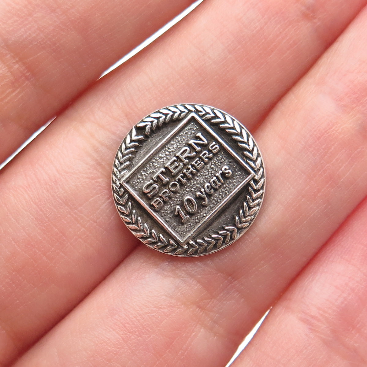 925 Sterling Silver Vintage Stern Brothers 10 Years Minimalist Pin Brooch