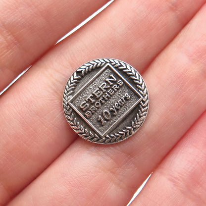 925 Sterling Silver Vintage Stern Brothers 10 Years Minimalist Pin Brooch