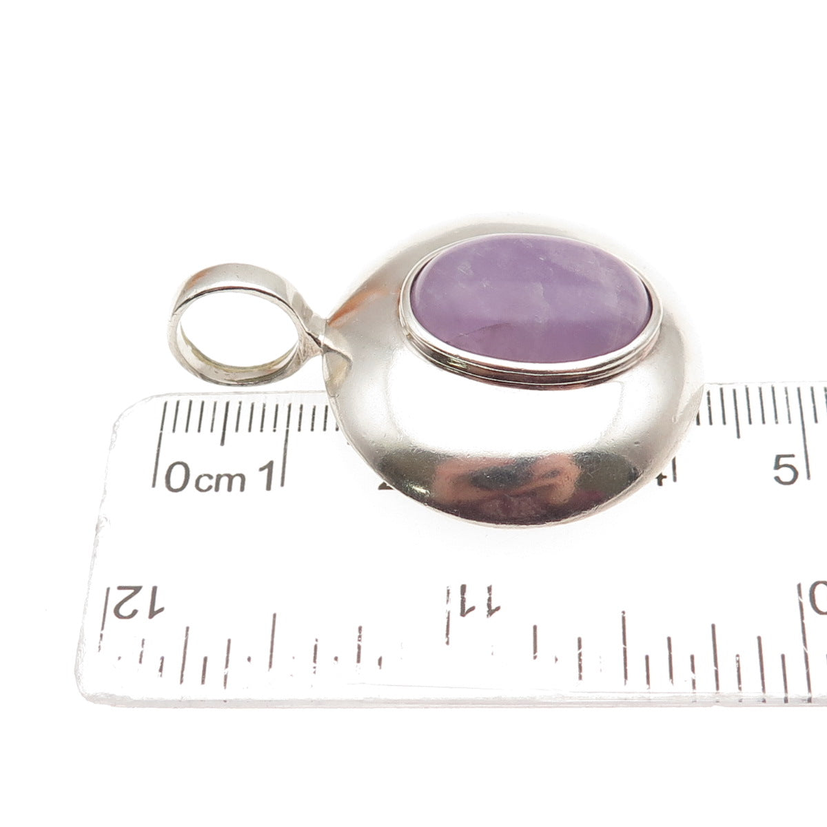 ESPO SIG Joseph Esposito Sterling Silver Vintage Real Amethyst Modernist Pendant