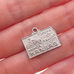 M&M Mark Mercy 925 Sterling Silver Vintage Kansas State Map Mini Charm Pendant
