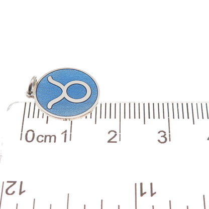 925 Sterling Silver Blue Enamel Taurus Zodiac Round Tag Mini Charm Pendant