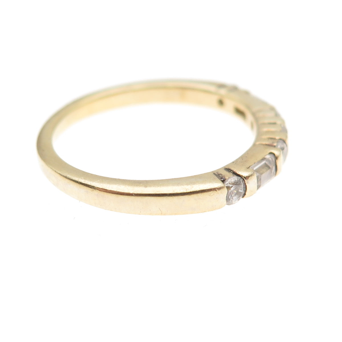 925 Sterling Gold Plated Round & Tapered Baguette-Cut C Z Engagement Ring Size 6