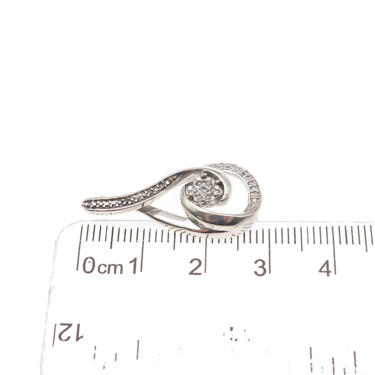 925 Sterling Silver Real Round-Cut Blue & White Diamond Infinity Charm Pendant