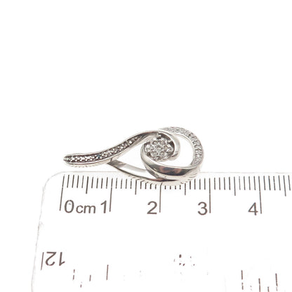 925 Sterling Silver Real Round-Cut Blue & White Diamond Infinity Charm Pendant