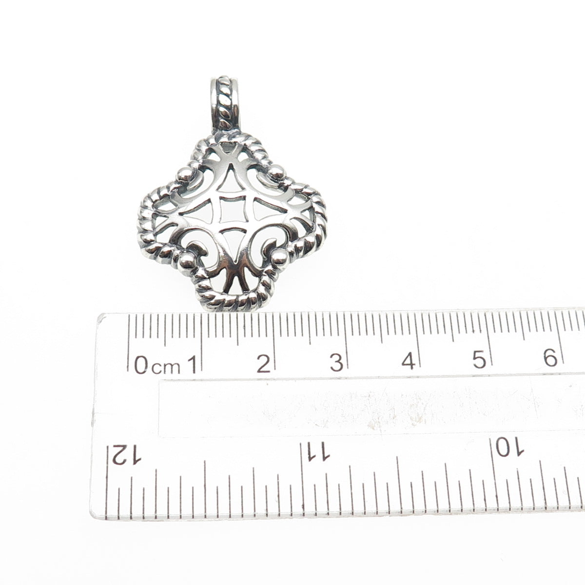 925 Sterling Silver Vintage Ornate Cross Oxidized Charm Pendant