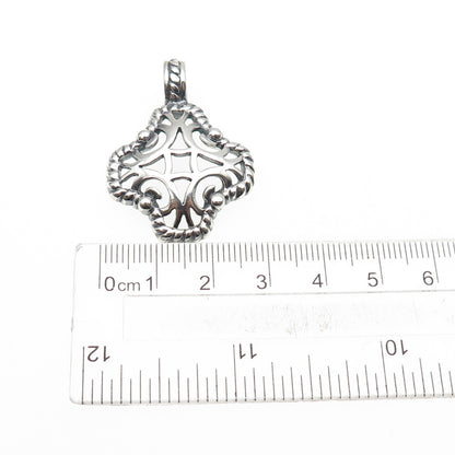 925 Sterling Silver Vintage Ornate Cross Oxidized Charm Pendant