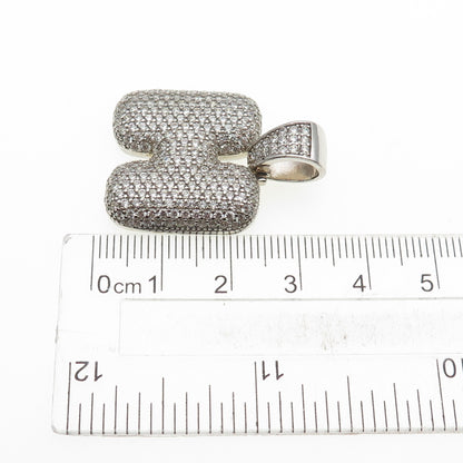 925 Sterling Silver Round-Cut C Z Letter H Initial Pendant
