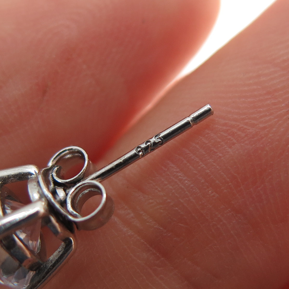 925 Sterling Silver Round-Cut C Z Stud Earrings