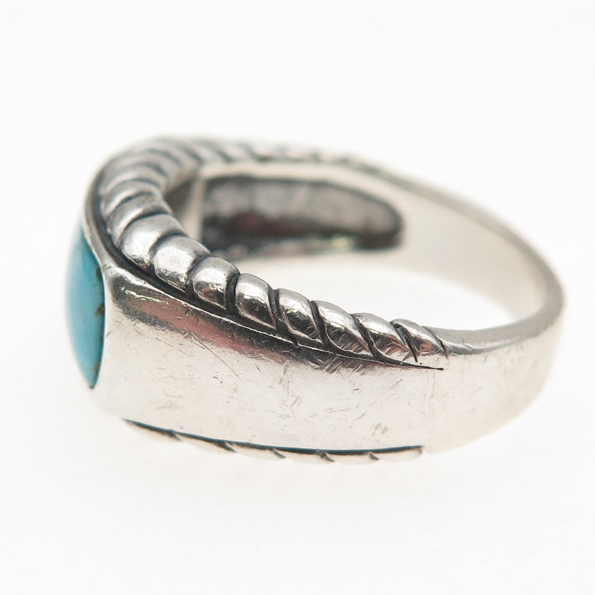 Carolyn Pollack 925 Sterling Silver Vintage Real Turquoise Oxidized Ring Size 7