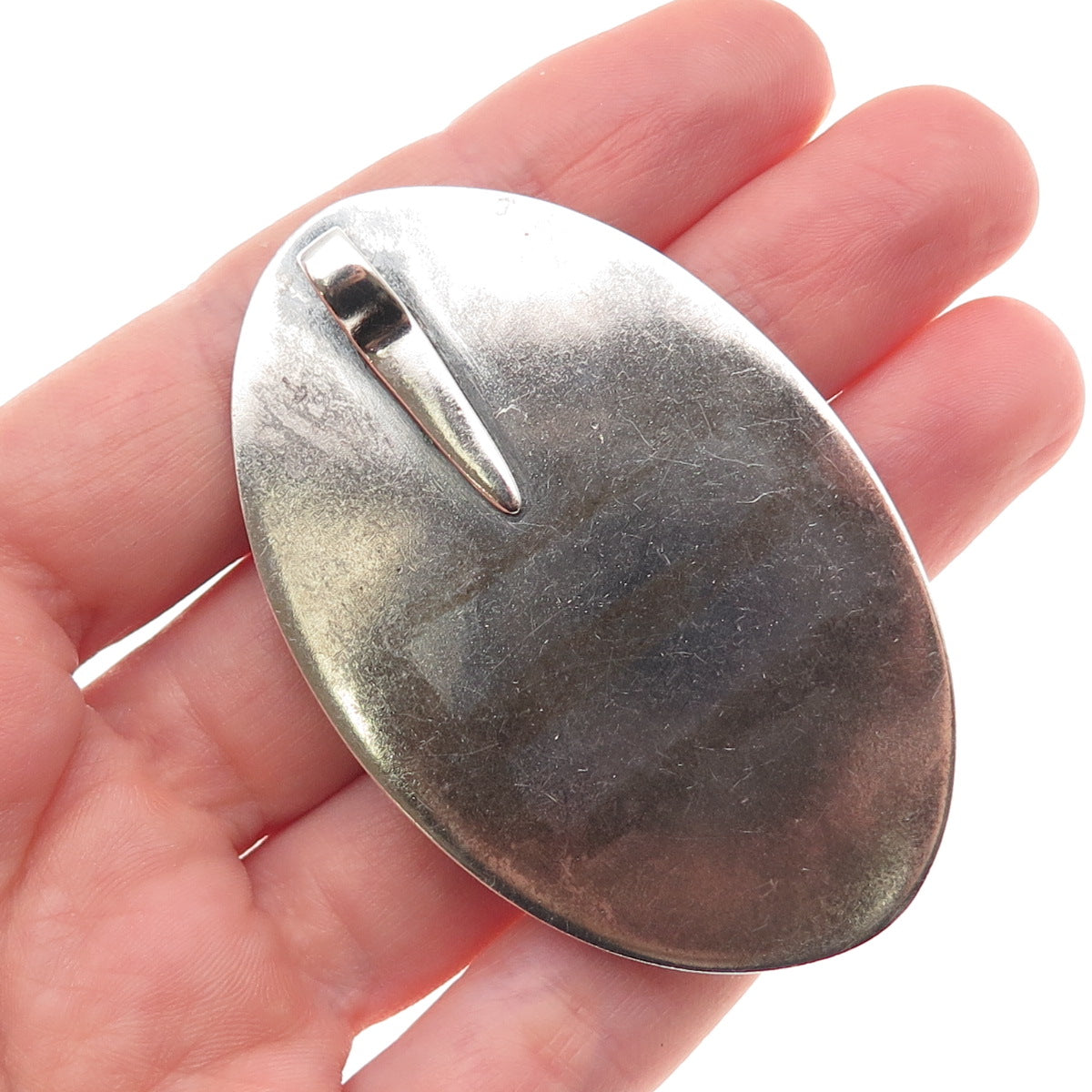 925 Sterling Silver Vintage Modernist Oxidized Slide Pendant