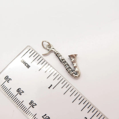 925 Sterling Silver Vintage Cellini Saxophone Music Pendant