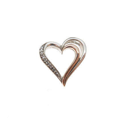 JANE SEYMOUR 925 Sterling Silver 10K Gold Real Diamond Heart Mini Slide Pendant