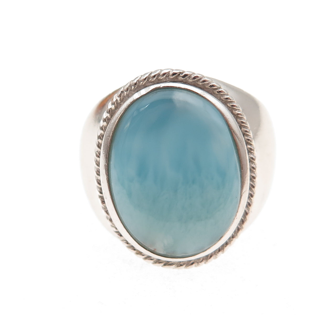J. Stella 925 Sterling Silver Vintage Real Larimar Ring Size 8.5