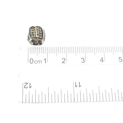 CHAMILIA 925 Sterling Silver Round-Cut Canary C Z Petal Slide Bead Charm