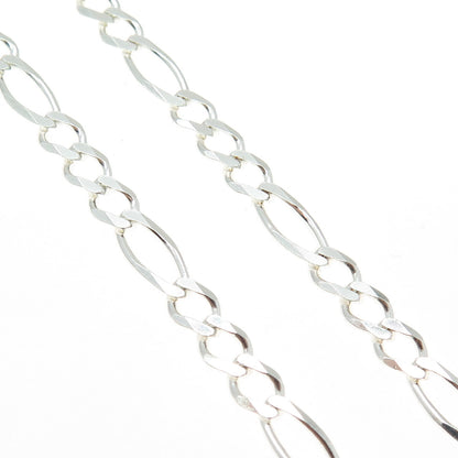 HAN 925 Sterling Silver Italy Figaro Chain Necklace 20"