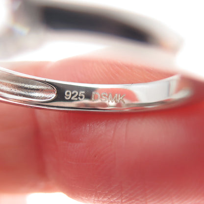 DSMK 925 Sterling Silver Oval-Cut C Z Engagement Ring Size 7.25