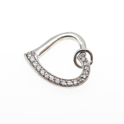 925 Sterling Silver Round-Cut C Z Heart Charm Pendant
