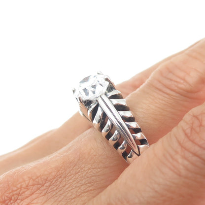 KABANA Sterling Silver Vintage Oval-Cut C Z Modernist Oxidized Ring Size 10.25