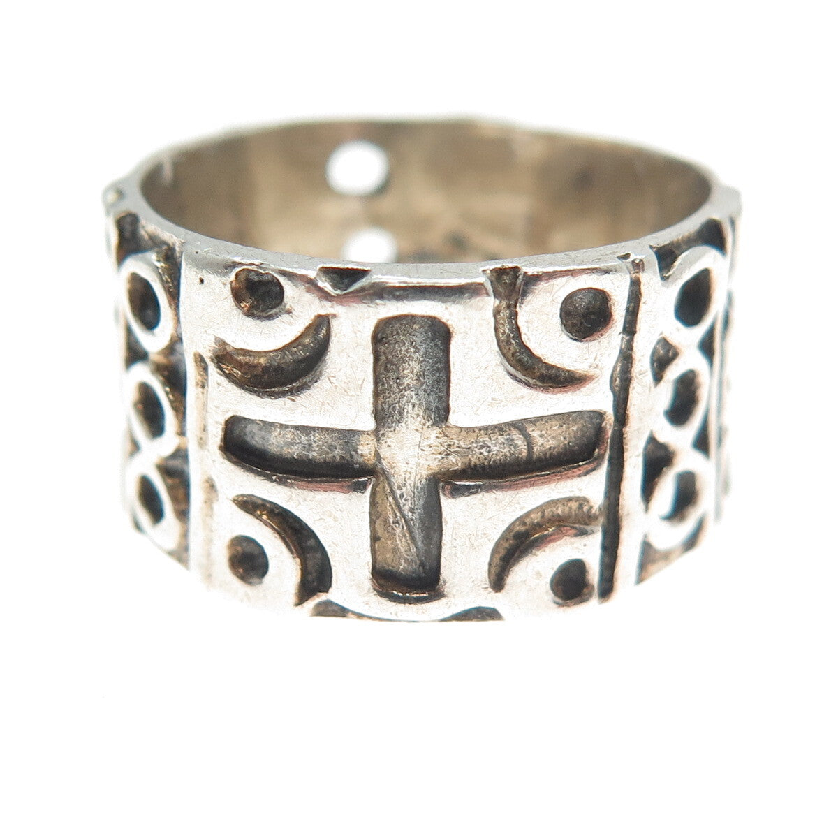 CELLINI 925 Sterling Silver Vintage Cross Oxidized Band Ring Size 8